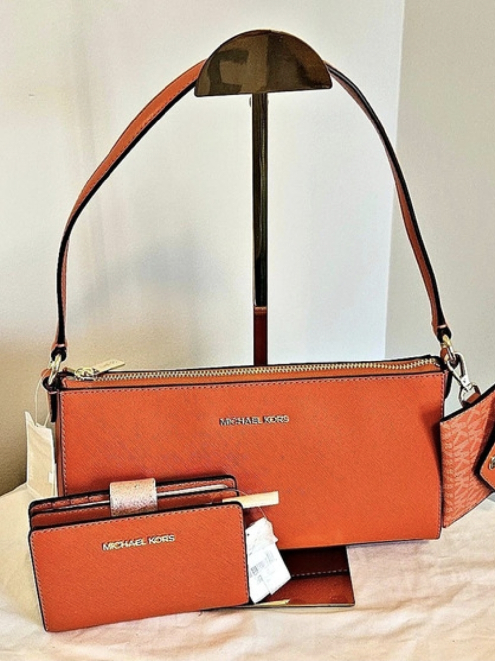 Michael Kors Jet Set Item East West Shoulder Bag with Wallet Set Orange